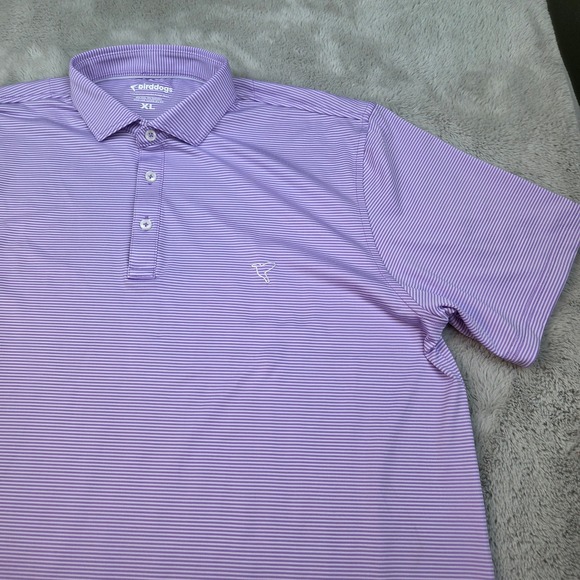 Birddogs Other - Birddogs Golf Polo Mens XL Short Sleeve Performance Stretch Striped Purple White